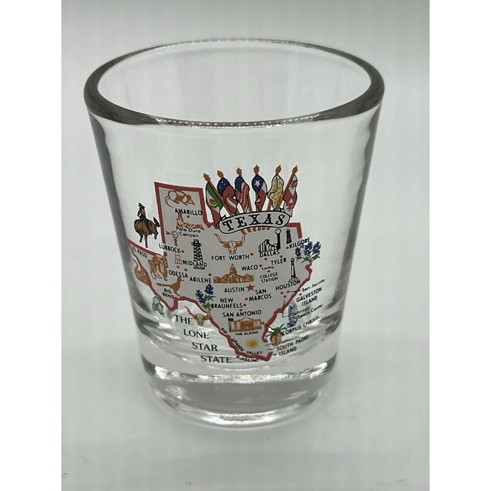 VINTAGE TEXAS MAP SHOT GLASS - Lone Star State - Made In USA Shotglass